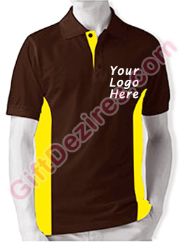 Designer Cocoa and Yellow Color Logo T Shirts